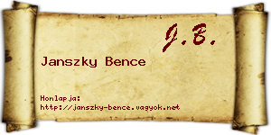 Janszky Bence névjegykártya